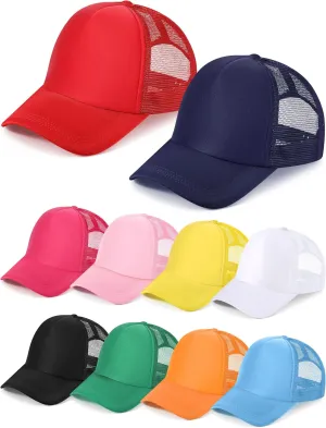 10 Pcs Sublimation Blank Trucker Hats Bulk Mesh Baseball Cap Polyester Mesh Trucker Hat for Men and Women