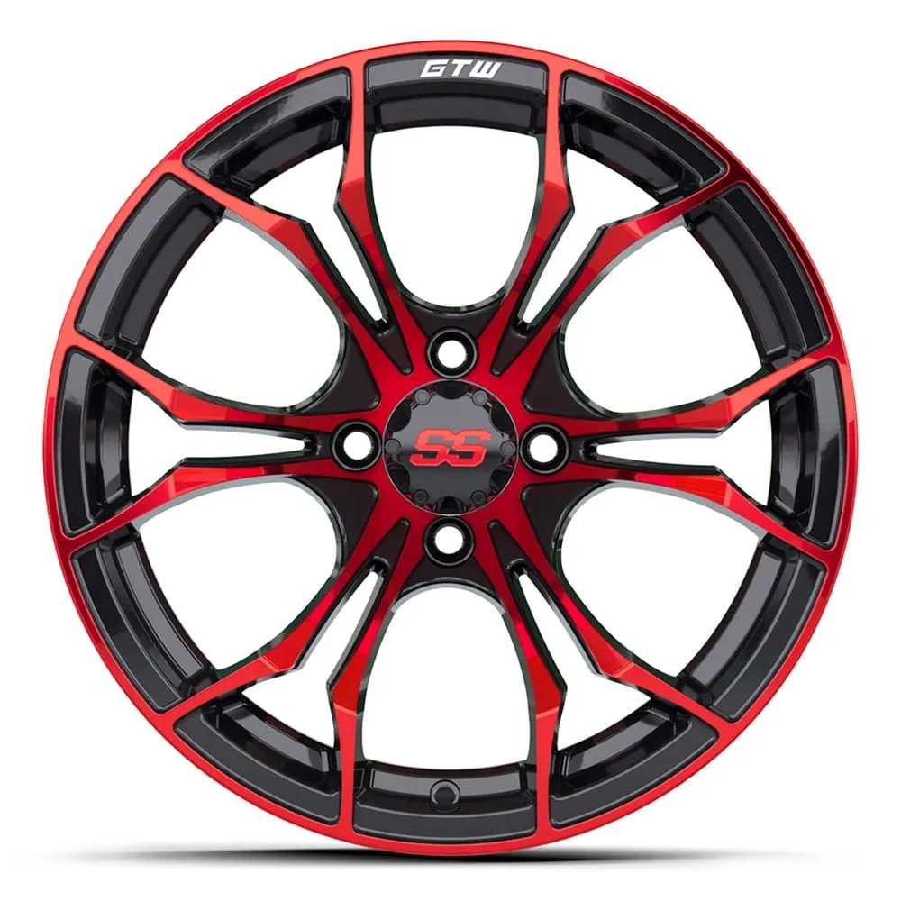 15" Spyder Black / Red Golf Cart Wheel - 15"x7" ET-25 Offset⎮GTW®