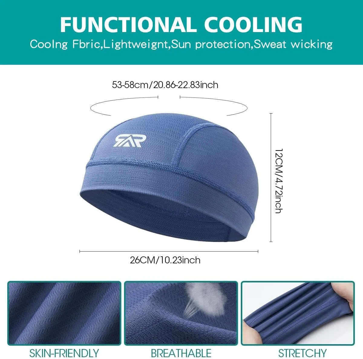 2/3 Pcs Skull Cap Moisture Wicking Helmet Liner for Men Motorcycle Cycling Sports Breathable Summer Running Cap