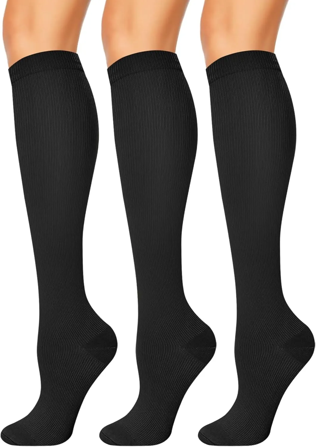 3 Pairs Compression Socks for Women & Men 15-20 mmHg,Best Support for Cycling Athletic Hiking Running