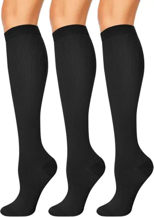 3 Pairs Compression Socks for Women & Men 15-20 mmHg,Best Support for Cycling Athletic Hiking Running