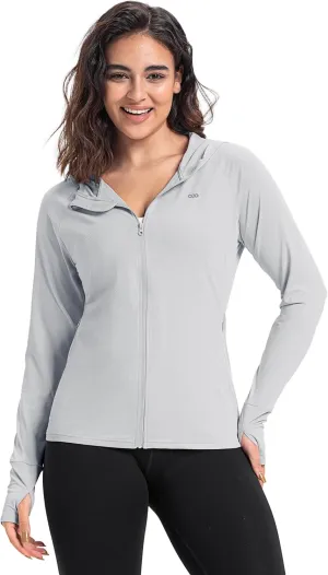 33,000ft Women's UPF 50  Sun Protection Jacket Lightweight Hoodie Zip Long Sleeve Athletic Shirt for Hiking Running