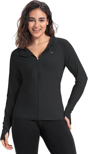 33,000ft Women's UPF 50  Sun Protection Jacket Lightweight Hoodie Zip Long Sleeve Athletic Shirt for Hiking Running