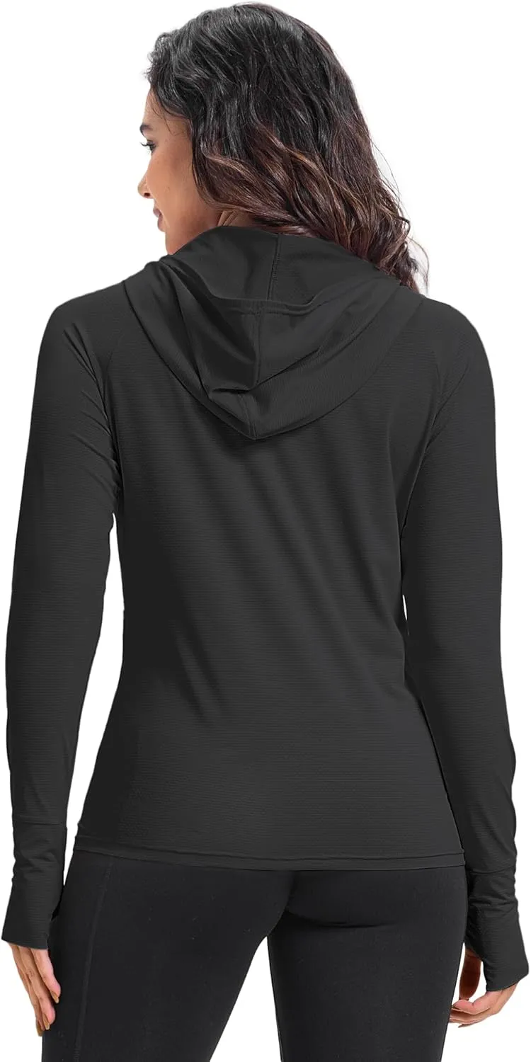 33,000ft Women's UPF 50  Sun Protection Jacket Lightweight Hoodie Zip Long Sleeve Athletic Shirt for Hiking Running
