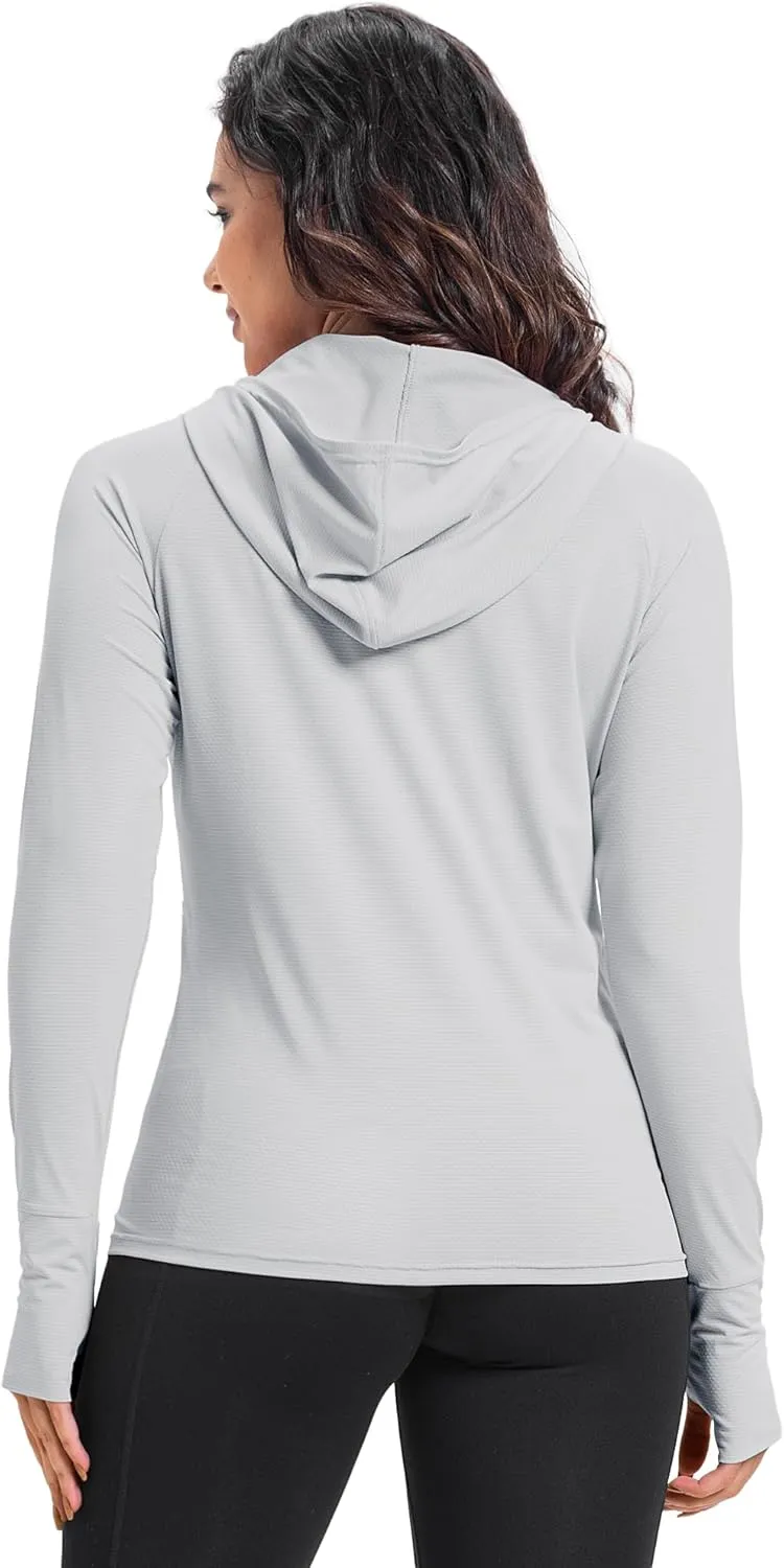 33,000ft Women's UPF 50  Sun Protection Jacket Lightweight Hoodie Zip Long Sleeve Athletic Shirt for Hiking Running
