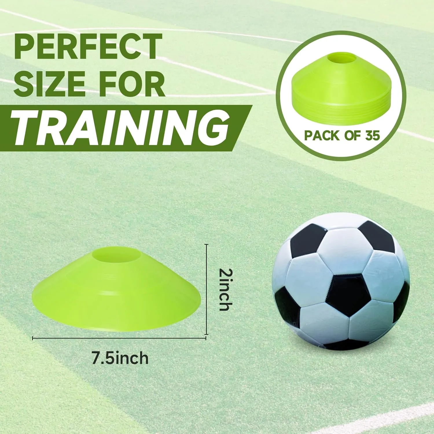 35 PCS Agility Soccer Cones for Training, Reusable Sports Cones for Drills with Mesh Bag, Training Cones for Soccer Practice, Football, Basketball - Disc Cones Training Equipment for Indoor & Outdoor