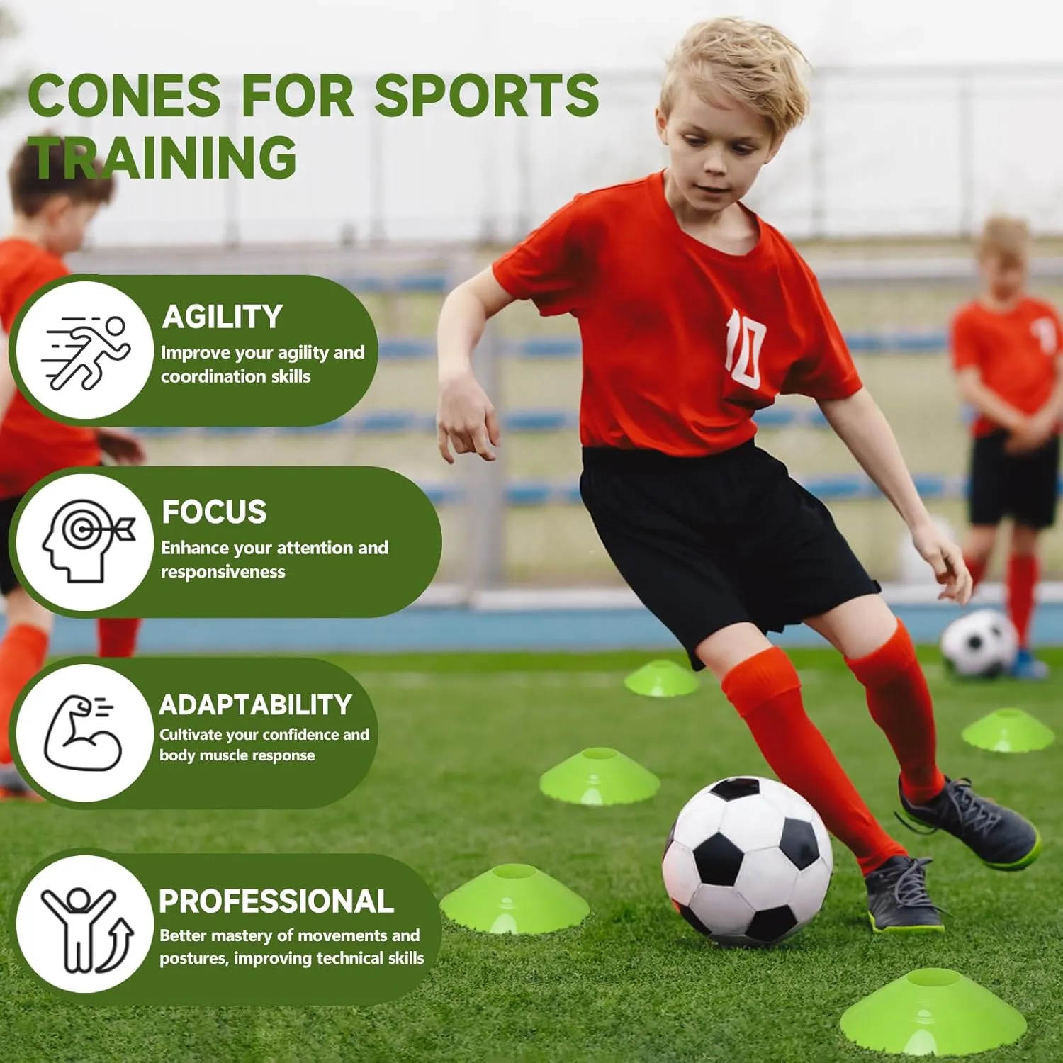 35 PCS Agility Soccer Cones for Training, Reusable Sports Cones for Drills with Mesh Bag, Training Cones for Soccer Practice, Football, Basketball - Disc Cones Training Equipment for Indoor & Outdoor