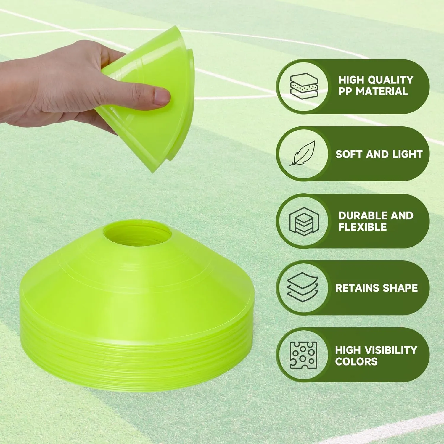 35 PCS Agility Soccer Cones for Training, Reusable Sports Cones for Drills with Mesh Bag, Training Cones for Soccer Practice, Football, Basketball - Disc Cones Training Equipment for Indoor & Outdoor