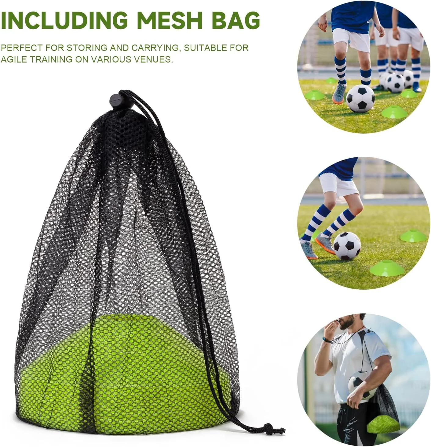 35 PCS Agility Soccer Cones for Training, Reusable Sports Cones for Drills with Mesh Bag, Training Cones for Soccer Practice, Football, Basketball - Disc Cones Training Equipment for Indoor & Outdoor