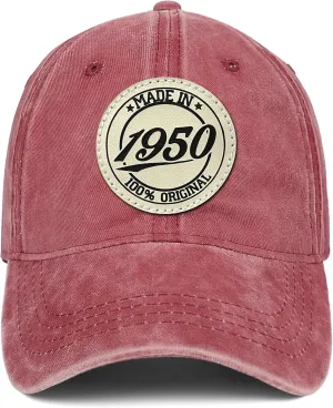 75th Birthday Gifts for Men Women 75 Year Old Gifts 1950 Birthday Vintage Hat 100% Cotton Baseball Cap