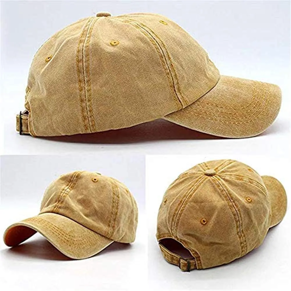 Aedvoouer Men Women Baseball Cap Vintage Washed Distressed Hats Twill Plain Adjustable Dad-Hat