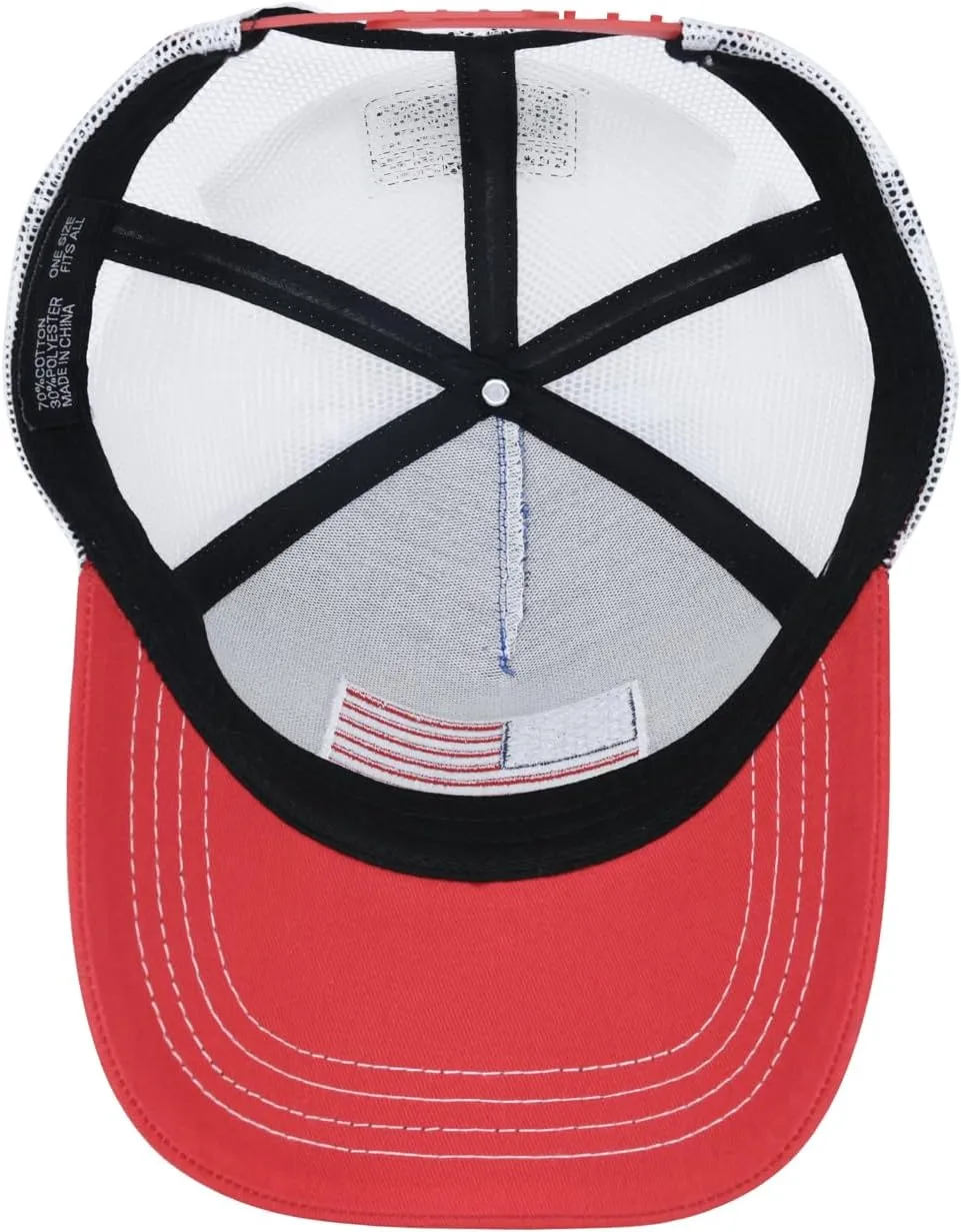 American Flag Trucker Hat, Snapback Mesh USA Flag Baseball Caps, 4th of July for Men Women