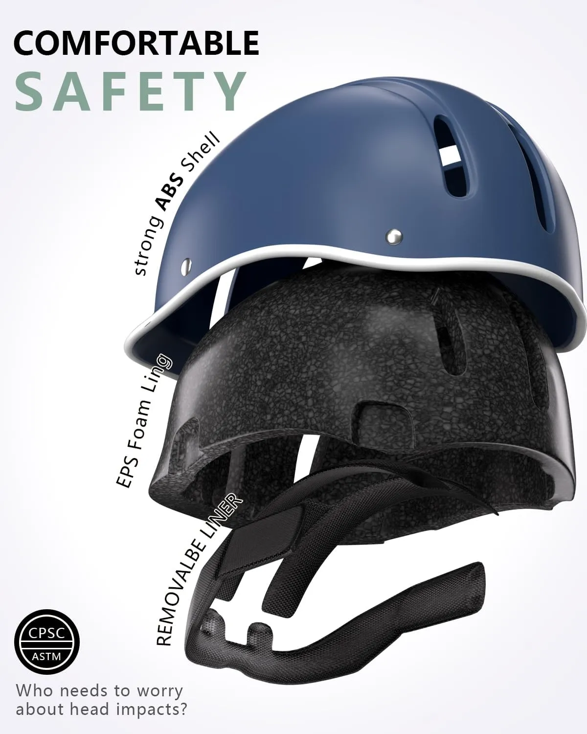 Bike Helmet for Kids Adult, Adjustable Bicycle Helmet for Men & Women, CPSC&ASTM Certified Cycling Helmet for Commuting, Skateboarding, Rollerblading, Road Biking, Skating, Ebike, Scooter