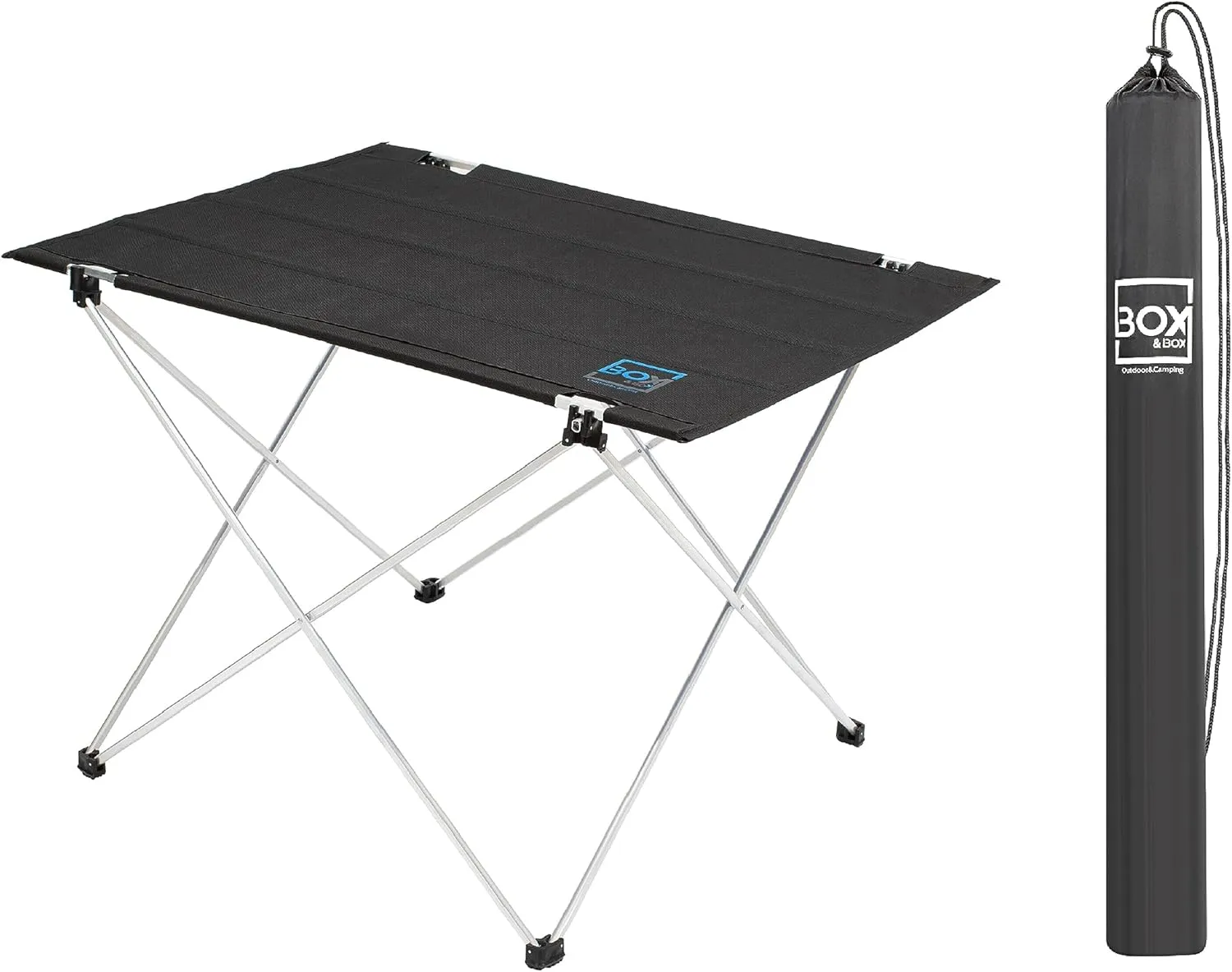 Box&Box Fabric Folding Table with Travel Bag, Portable Outdoor Foldable Table for Camp, Beach, Picnic, 29x21.6x19 in, Black