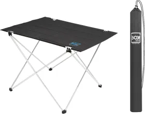 Box&Box Fabric Folding Table with Travel Bag, Portable Outdoor Foldable Table for Camp, Beach, Picnic, 29x21.6x19 in, Black