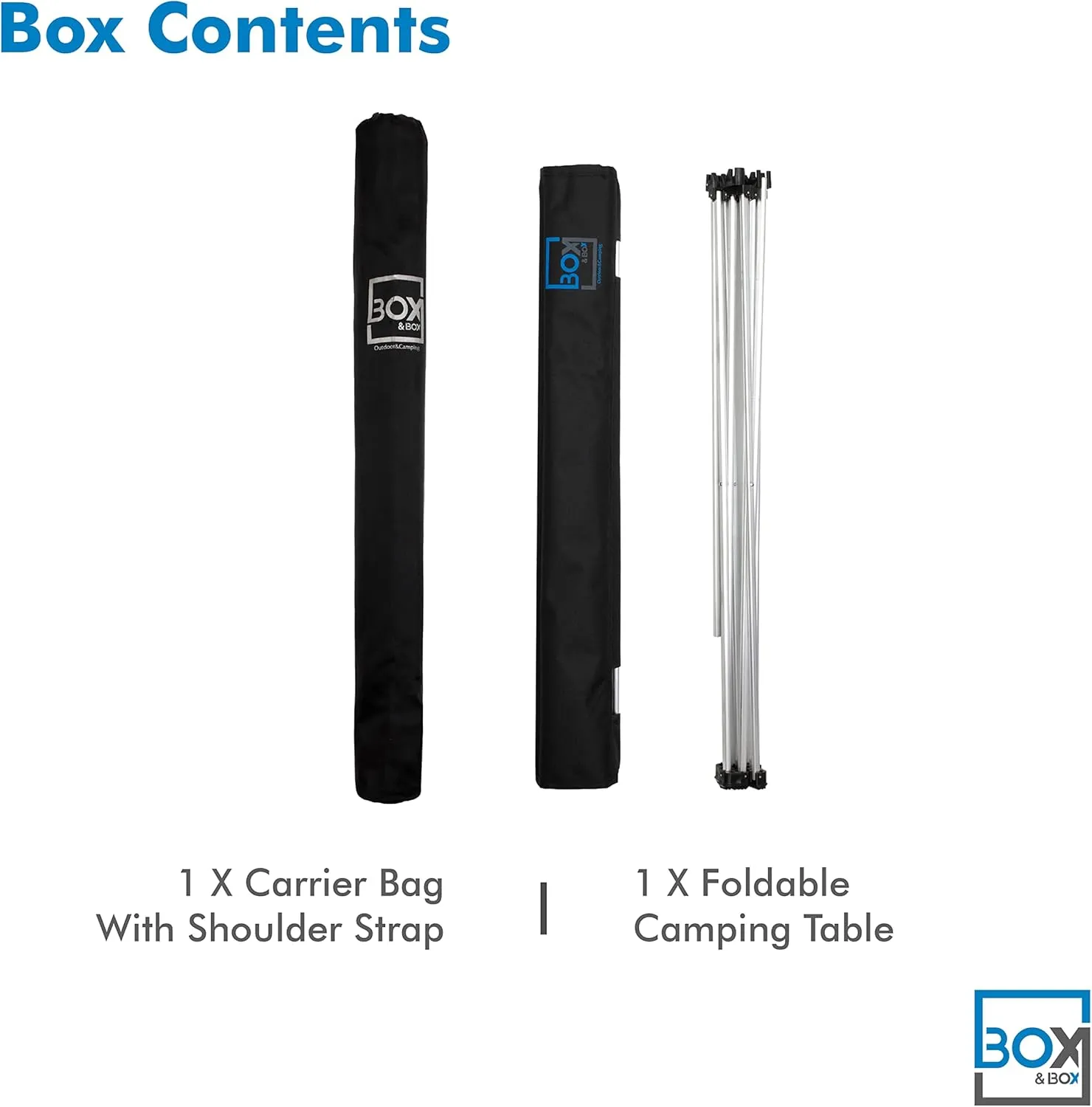 Box&Box Fabric Folding Table with Travel Bag, Portable Outdoor Foldable Table for Camp, Beach, Picnic, 29x21.6x19 in, Black