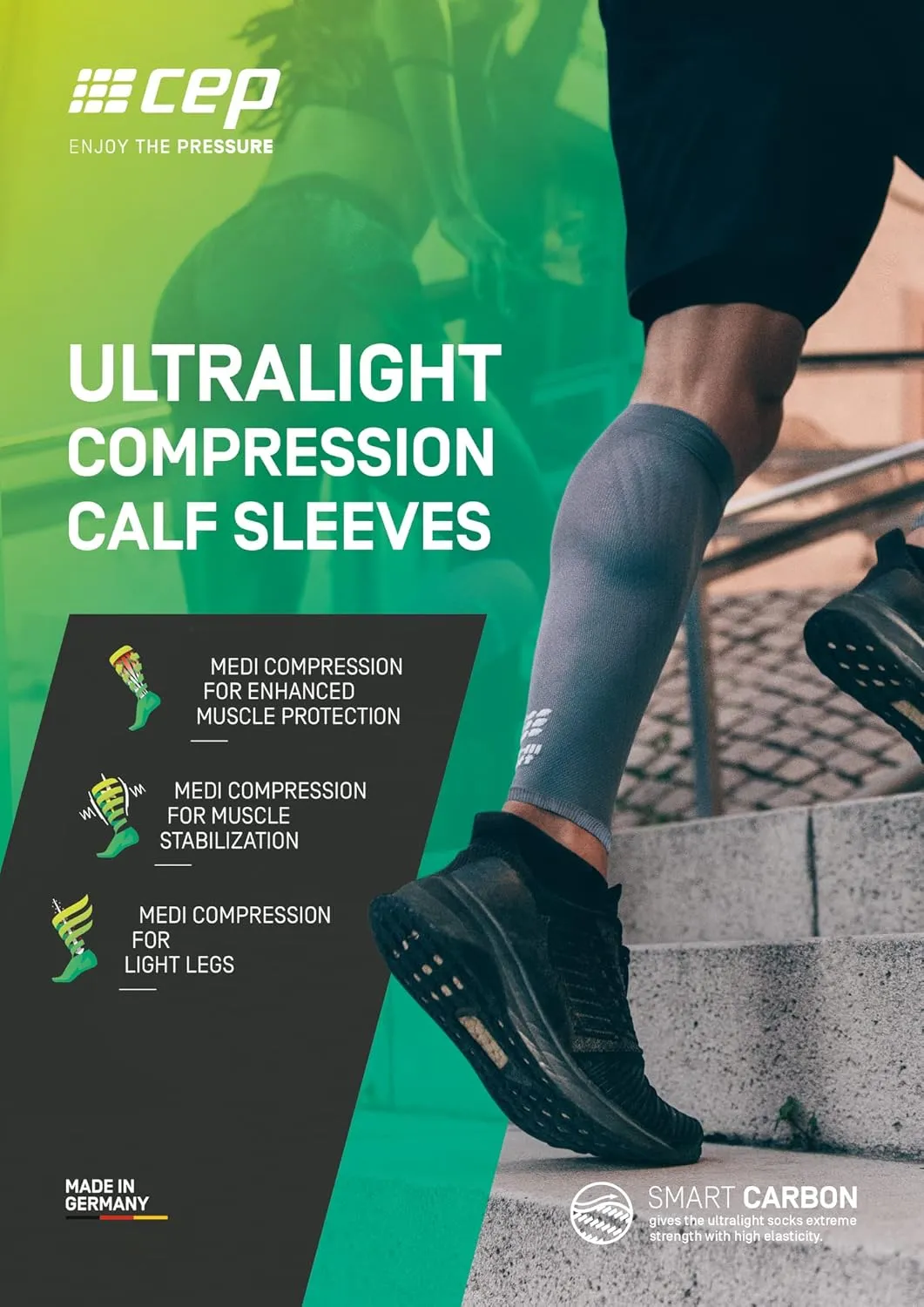 CEP Mens Calf Compression Running Sleeves | Running Ultralight Calf Sleeves