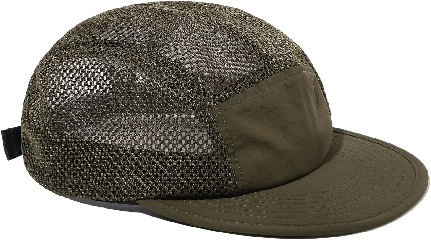 CLAPE Mesh Flat Brim Ball Cap Trucker 5-Panel Hat Quick Dry Baseball Cap Sports Running Hat Snapback Workout Dad Hats