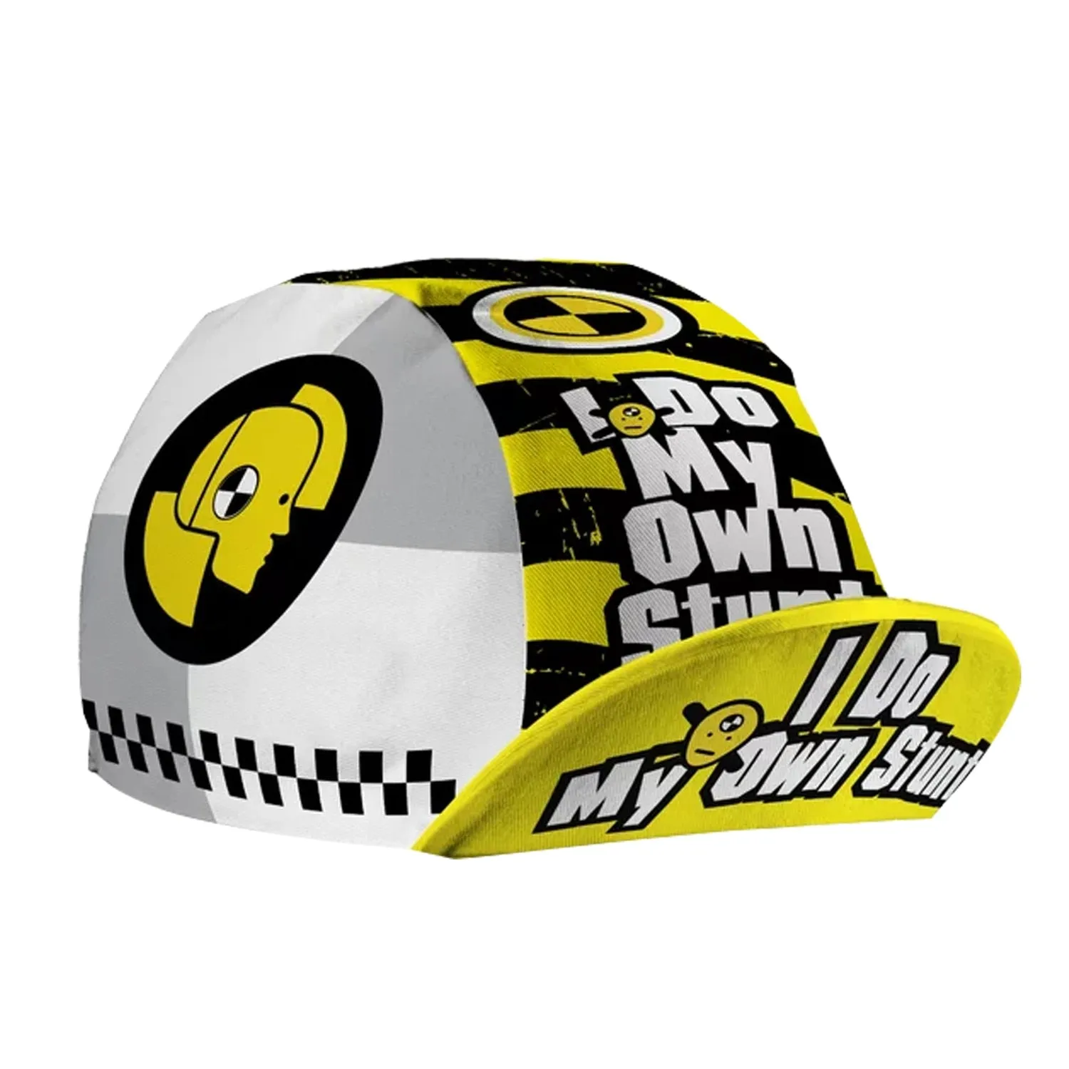 Classic Retro Pizza Fish With Wings Bulldog Cartoon Print Polyester Bicycle Women's Men's Caps Quick Drying Elasticity