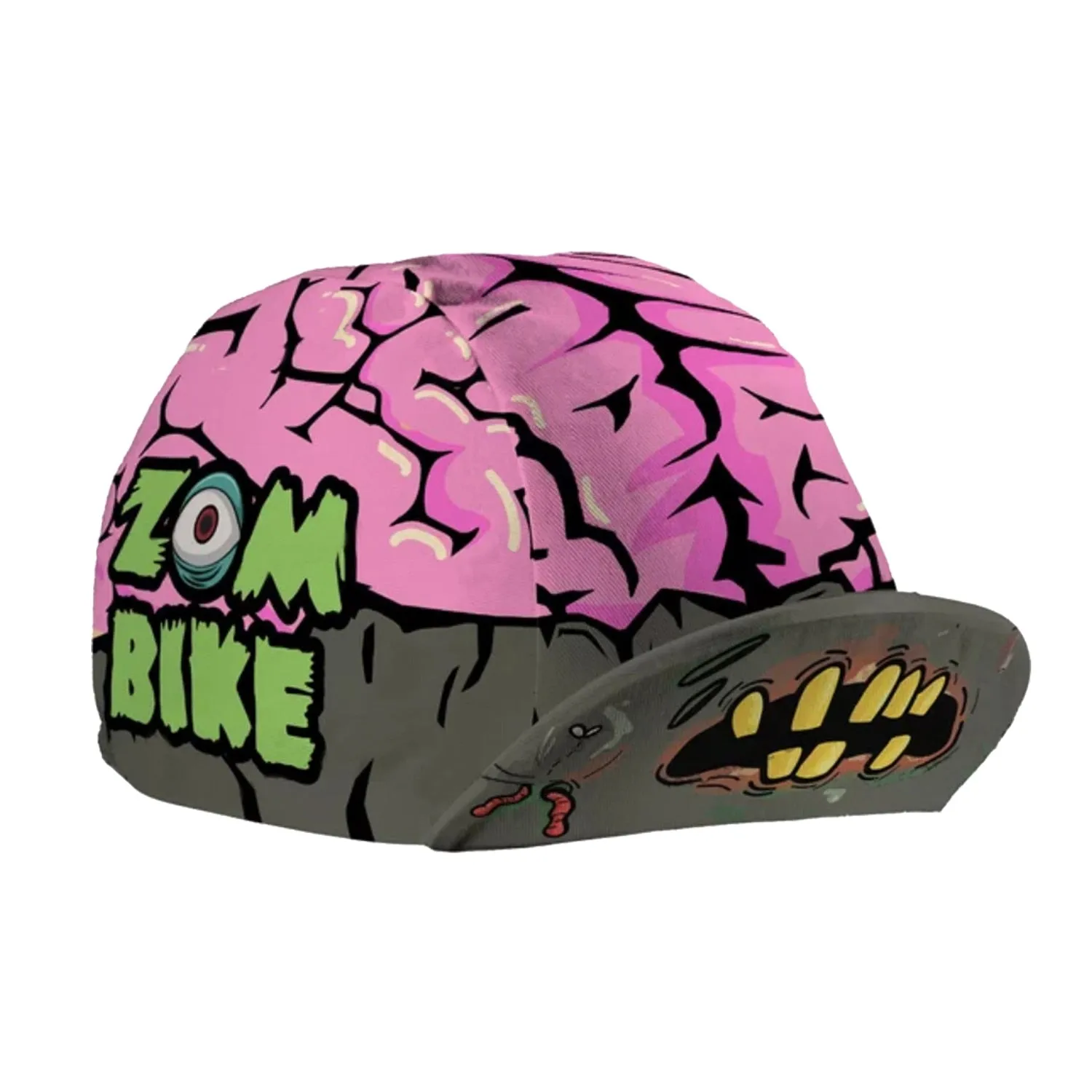 Classic Retro Pizza Fish With Wings Bulldog Cartoon Print Polyester Bicycle Women's Men's Caps Quick Drying Elasticity