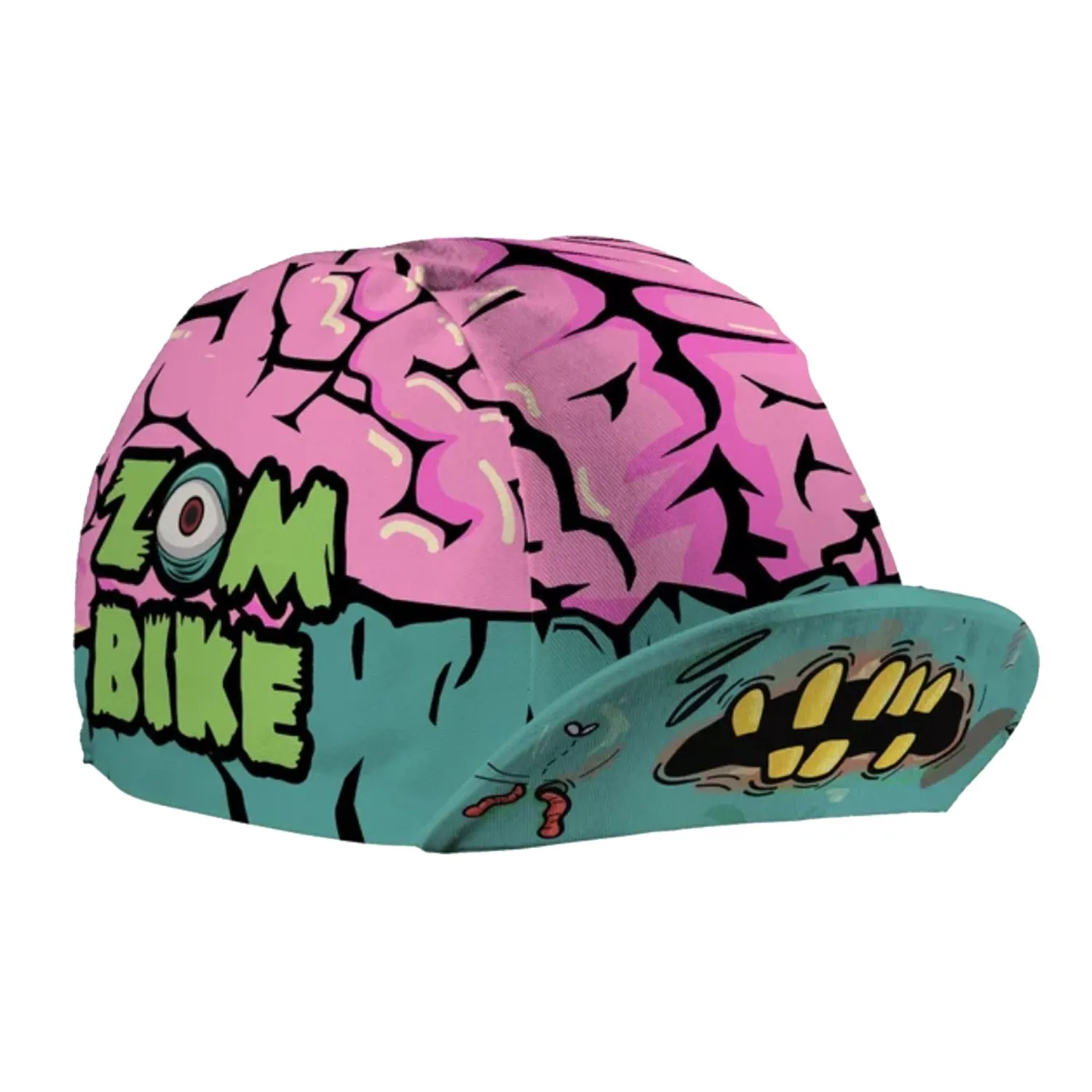 Classic Retro Pizza Fish With Wings Bulldog Cartoon Print Polyester Bicycle Women's Men's Caps Quick Drying Elasticity