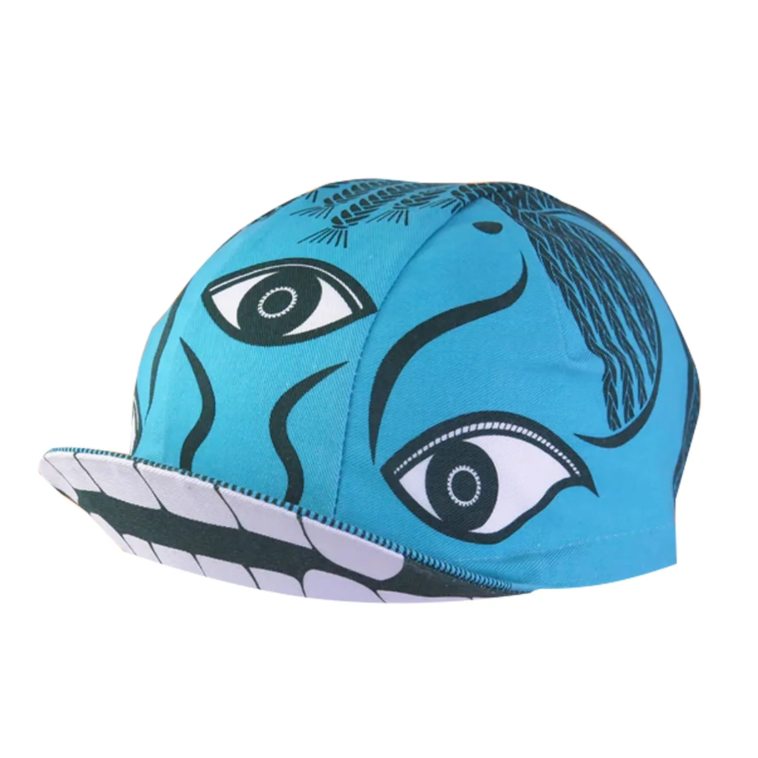 Classic Retro Pizza Fish With Wings Bulldog Cartoon Print Polyester Bicycle Women's Men's Caps Quick Drying Elasticity