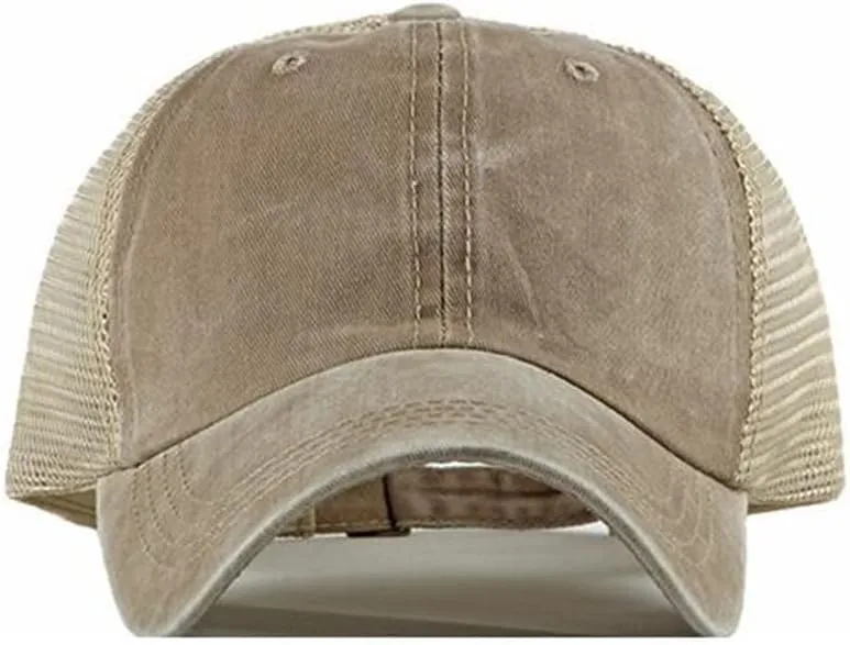 Croogo Men's Adjustable Mesh Back Cap Curved Bill Snapback Mesh Baseball Cap Retro Washed Trucker Cap Breathable Sun Hat