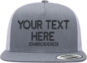 Custom Trucker Flatbill Hat YP 6006 Embroidered Your Text Snapback