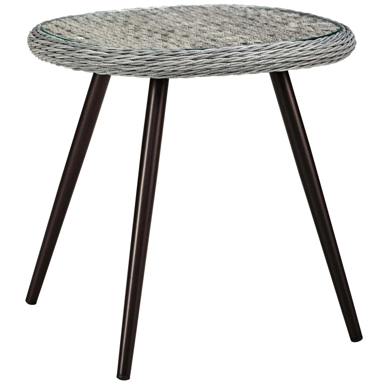 Endeavor Outdoor Patio Wicker Rattan Side Table in Gray