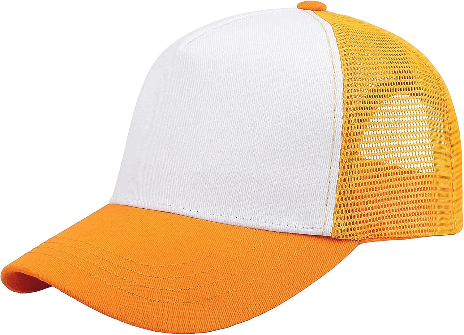 Falari 5-Panel Mesh Baseball Cap, Trucker Hat, Structured Plain Design, Cotton, Adjustable Size