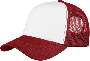 Falari 5-Panel Mesh Baseball Cap, Trucker Hat, Structured Plain Design, Cotton, Adjustable Size
