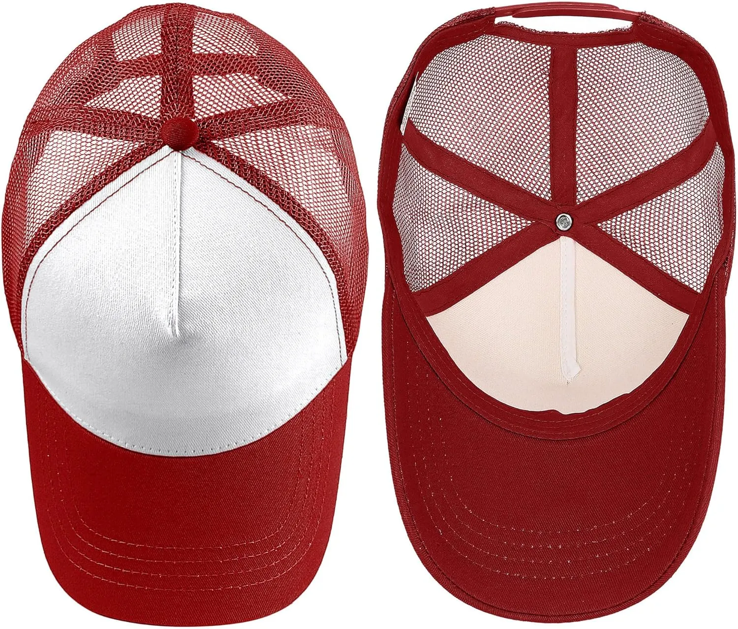 Falari 5-Panel Mesh Baseball Cap, Trucker Hat, Structured Plain Design, Cotton, Adjustable Size