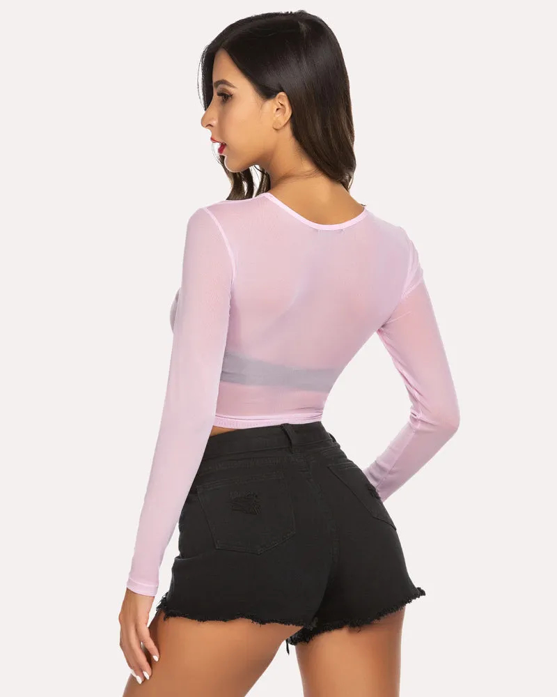 Halloween Mesh Sheer Crop Top