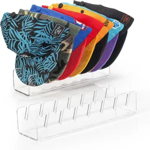 HAYVAN Hat Stand for Baseball Caps 2 Pack No Install - Acrylic Hat Holder Display and Organizer for 14 Baseball Caps for Bedroom, Closet, Dresser(Clear)