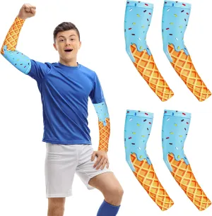 Ice Cream Arm Sleeves Ice Cream Cone Cooling Arm Sleeves Compression Arm Sleeves for Adult Sport Baseball Football