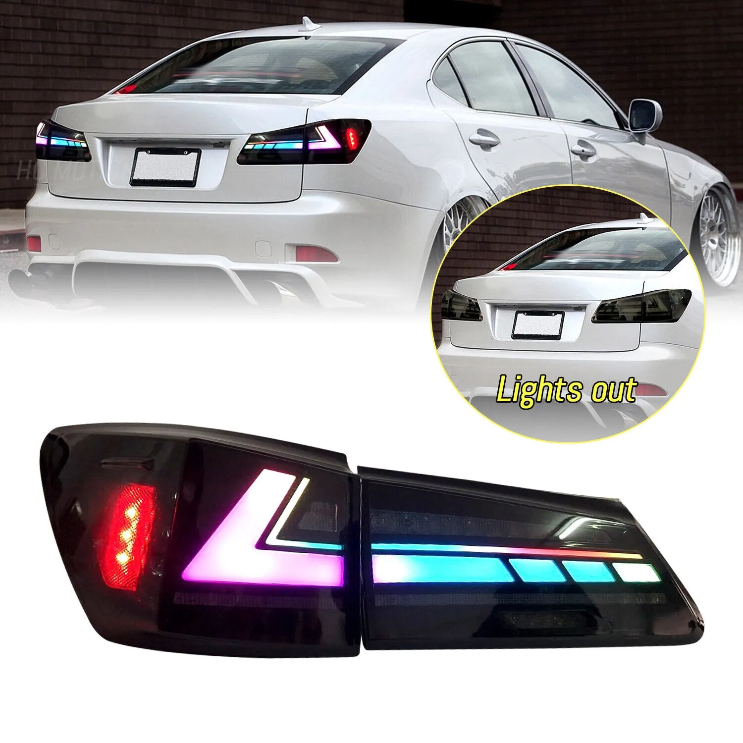 Lexus IS250 IS350 ISF 2006-2013 RGB V1 Taillights Color Changing App Controlled