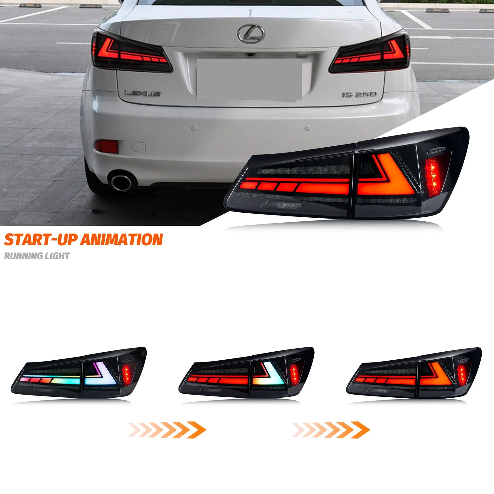 Lexus IS250 IS350 ISF 2006-2013 RGB V1 Taillights Color Changing App Controlled
