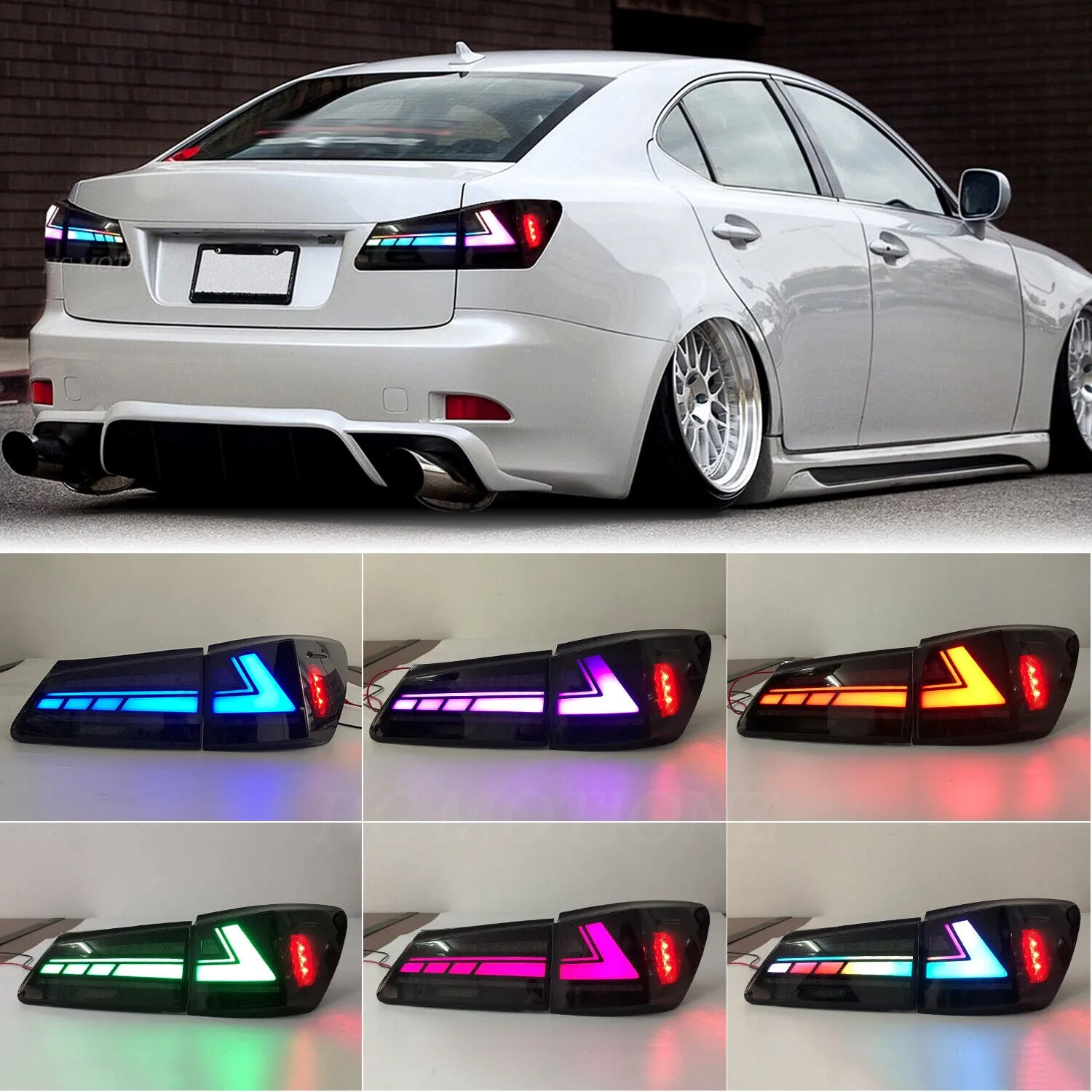Lexus IS250 IS350 ISF 2006-2013 RGB V1 Taillights Color Changing App Controlled