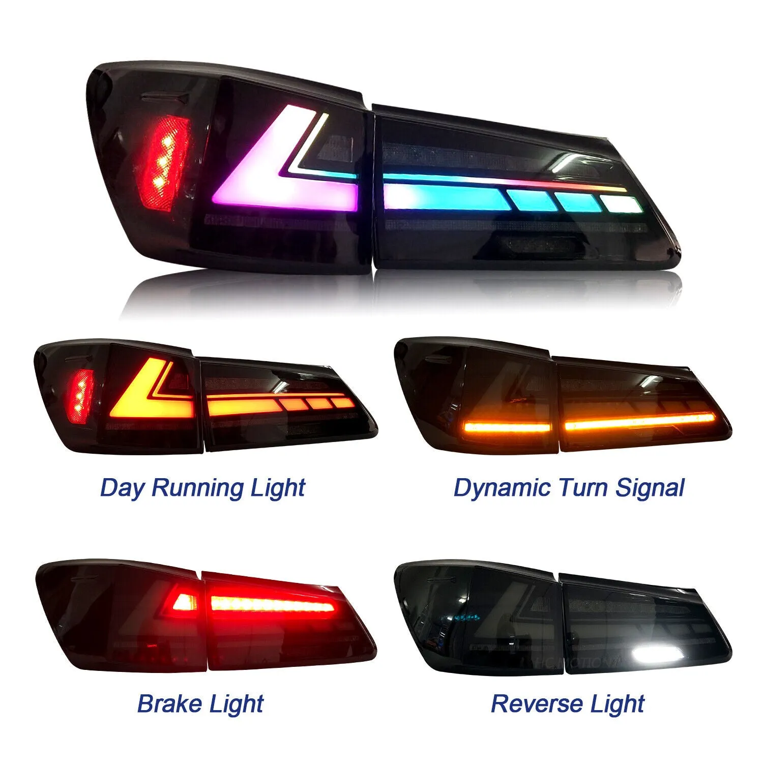 Lexus IS250 IS350 ISF 2006-2013 RGB V1 Taillights Color Changing App Controlled