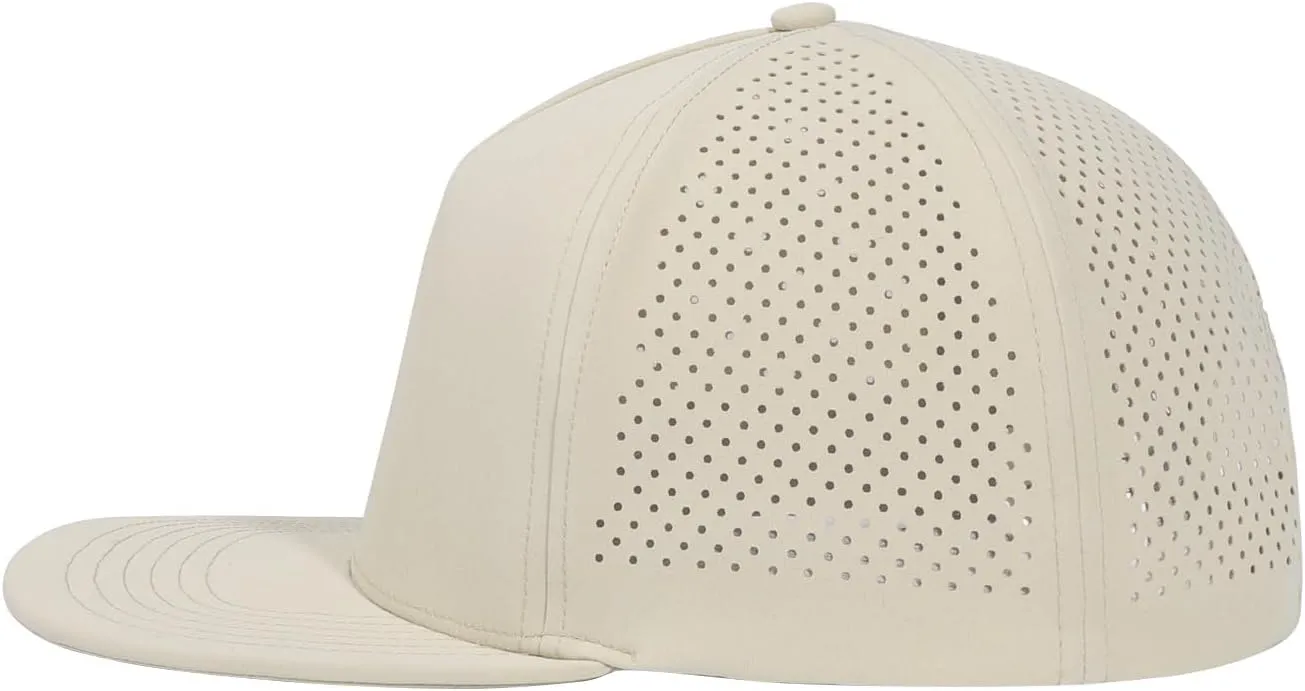 LiuSuper M/L/XL/XXL Flat Brim 5 Panel Hats for Men Performance Mens Snapback Hats Quick Dry Laser Perforated Baseball Cap