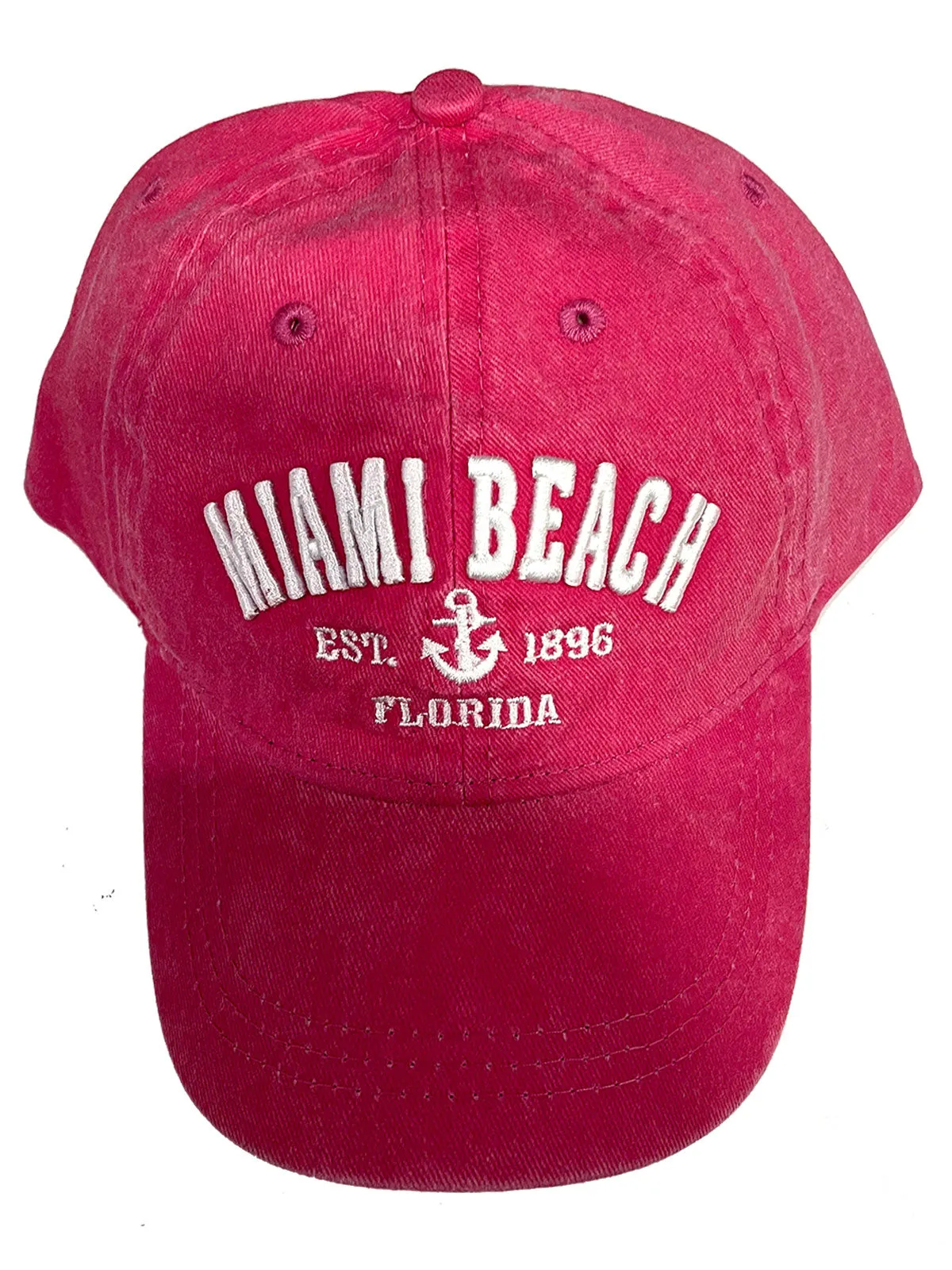 Miami Beach Florida Washed Style Hats Assortment, Adult Size - One Size Fits Most, Dad or Mom Gift Baseball Cap