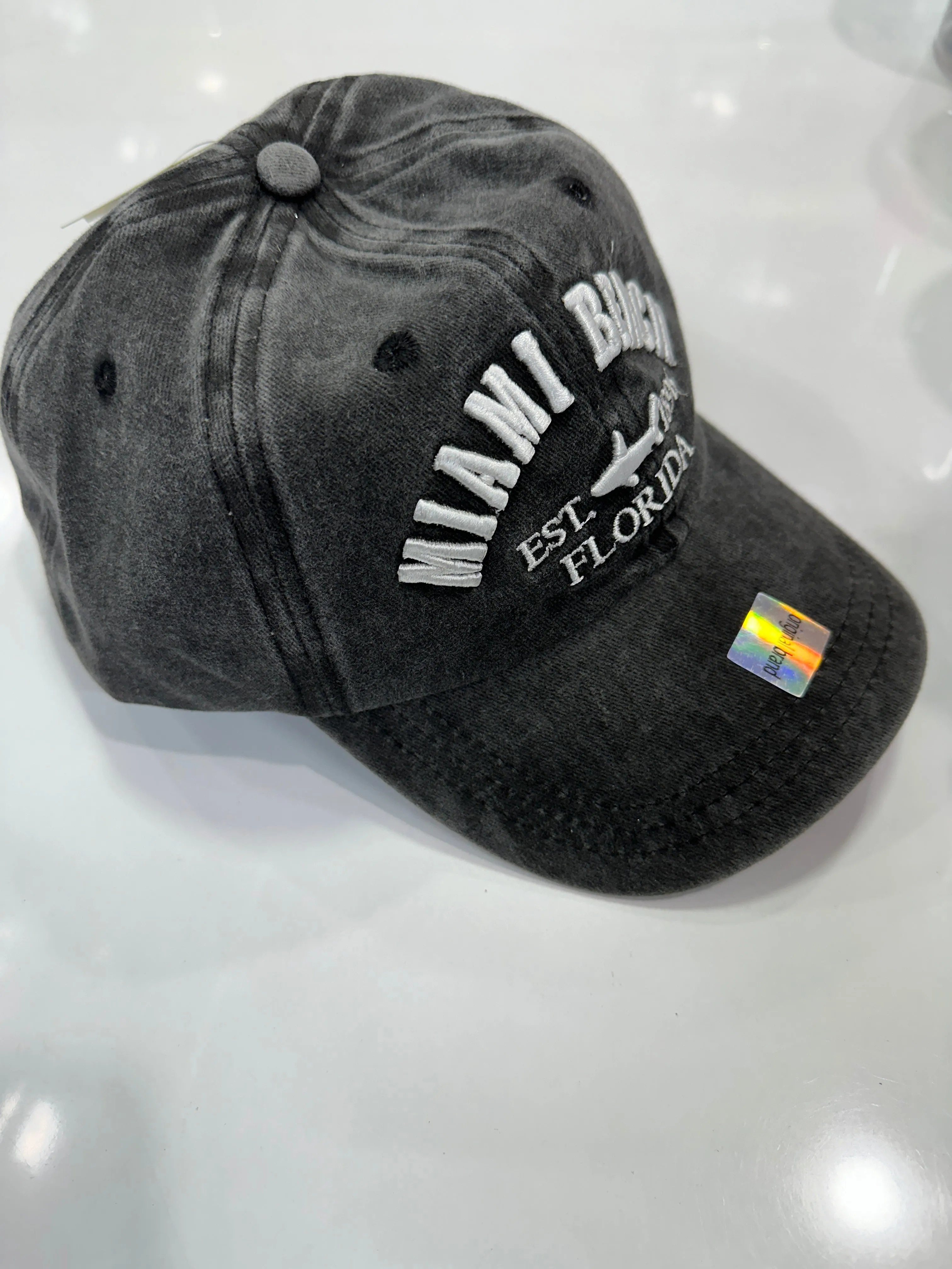 Miami Beach Florida Washed Style Hats with Shark Logo, Assortment - Adult Size - One Size Fits Most, Dad or Mom Gift Baseball Cap