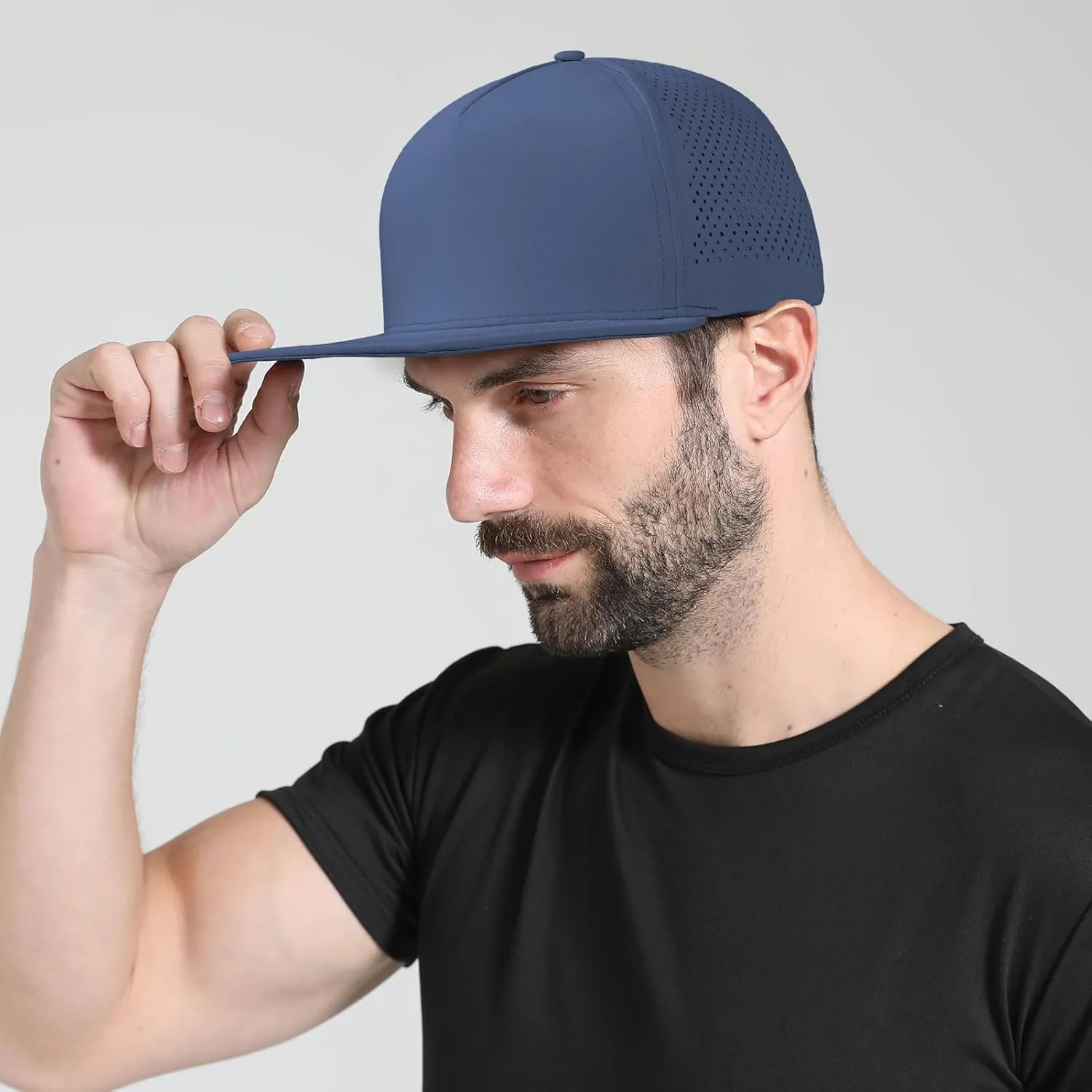 M/L/XL/XXL Oversize Flat Bill Baseball Cap for Men Women Quick Dry Snapback Hats Summer Mesh 5 Panel Cap