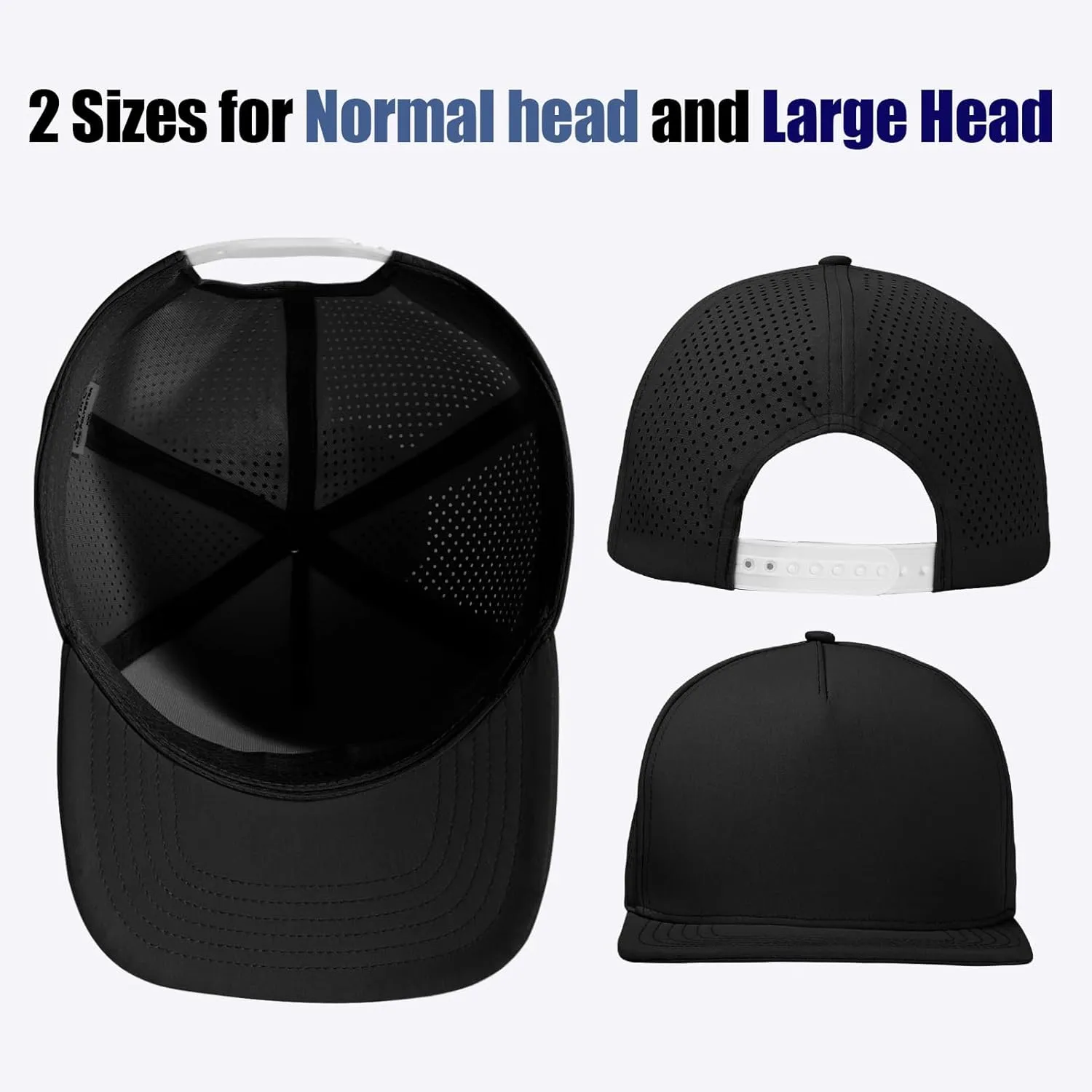 M/L/XL/XXL Oversize Flat Bill Baseball Cap for Men Women Quick Dry Snapback Hats Summer Mesh 5 Panel Cap