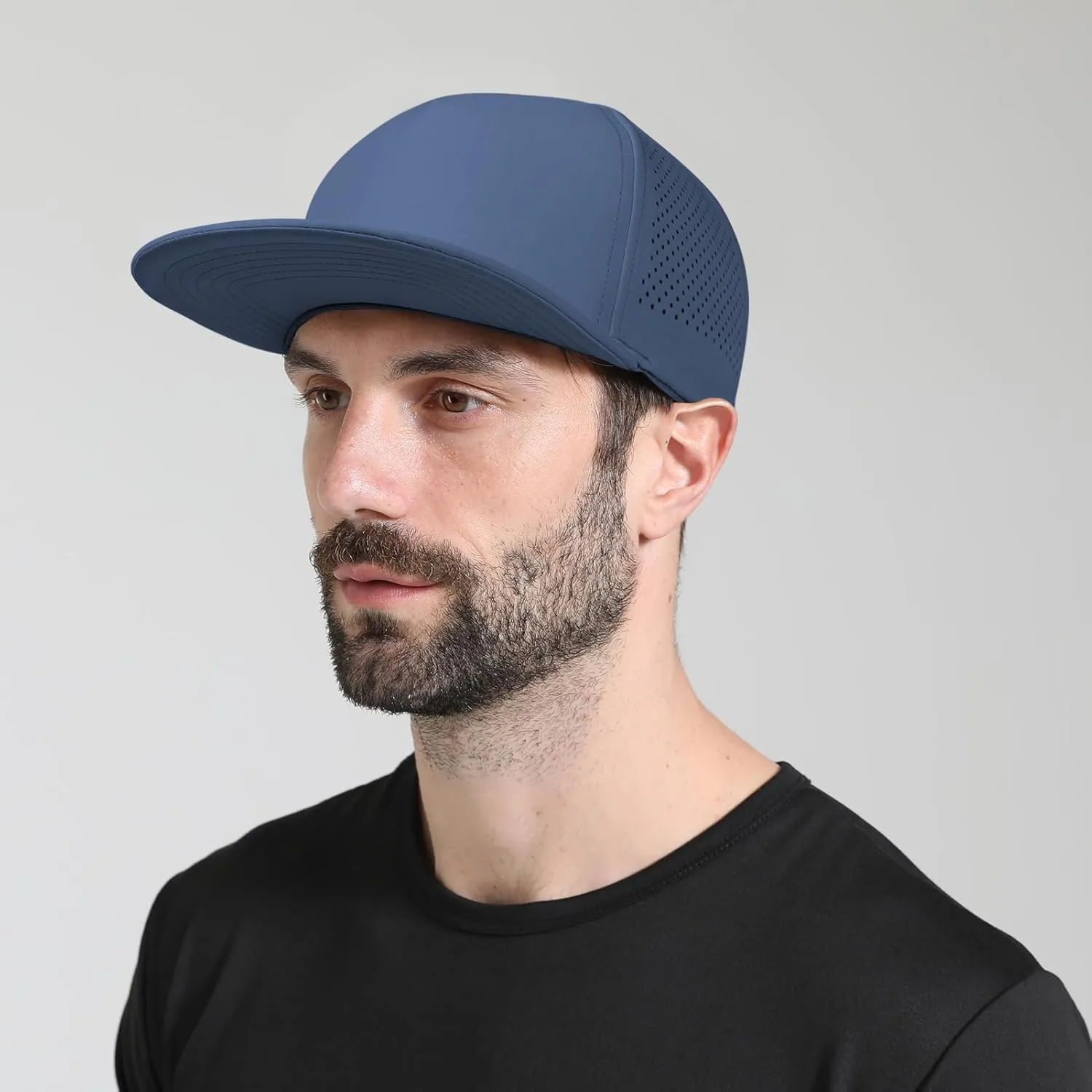 M/L/XL/XXL Oversize Flat Bill Baseball Cap for Men Women Quick Dry Snapback Hats Summer Mesh 5 Panel Cap