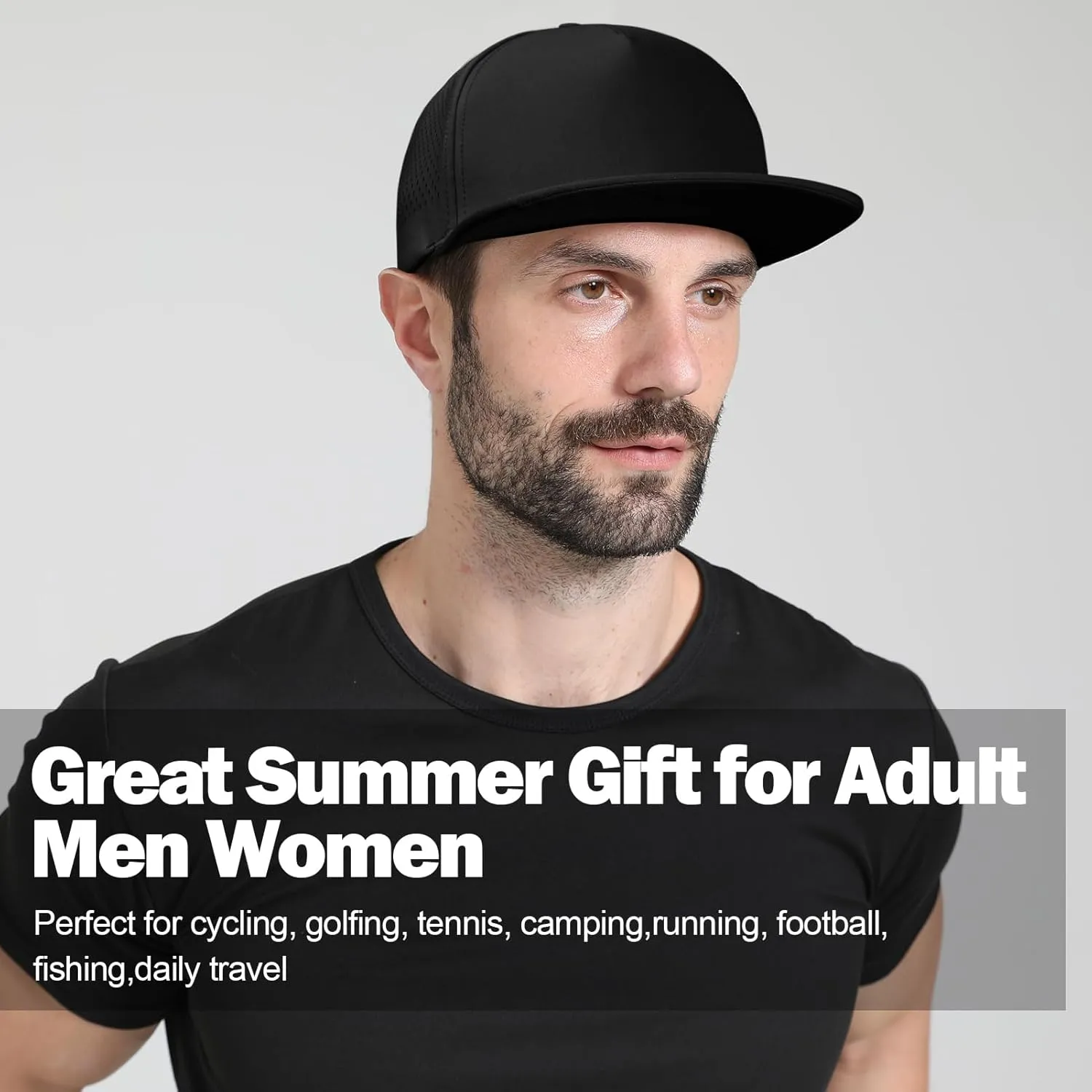 M/L/XL/XXL Oversize Flat Bill Baseball Cap for Men Women Quick Dry Snapback Hats Summer Mesh 5 Panel Cap