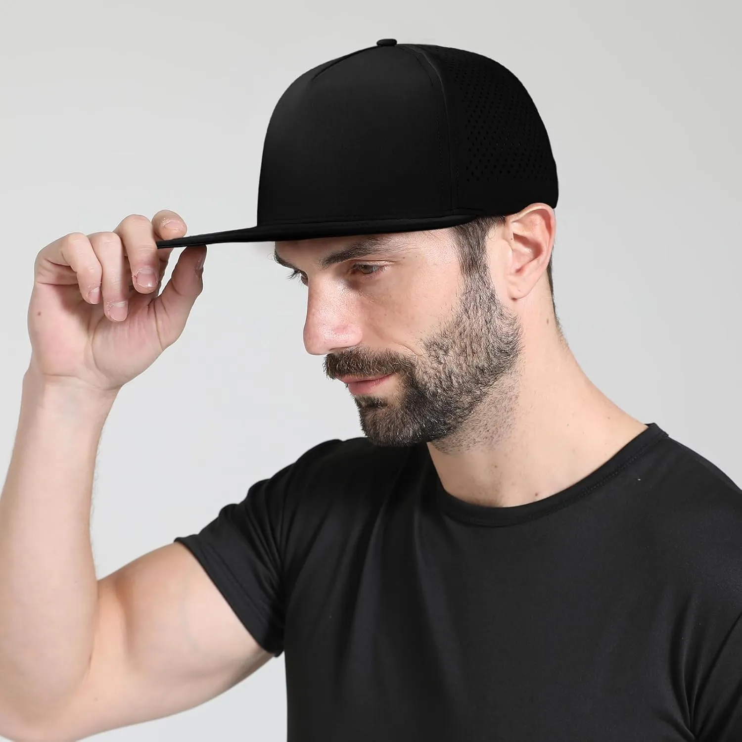 M/L/XL/XXL Oversize Flat Bill Baseball Cap for Men Women Quick Dry Snapback Hats Summer Mesh 5 Panel Cap