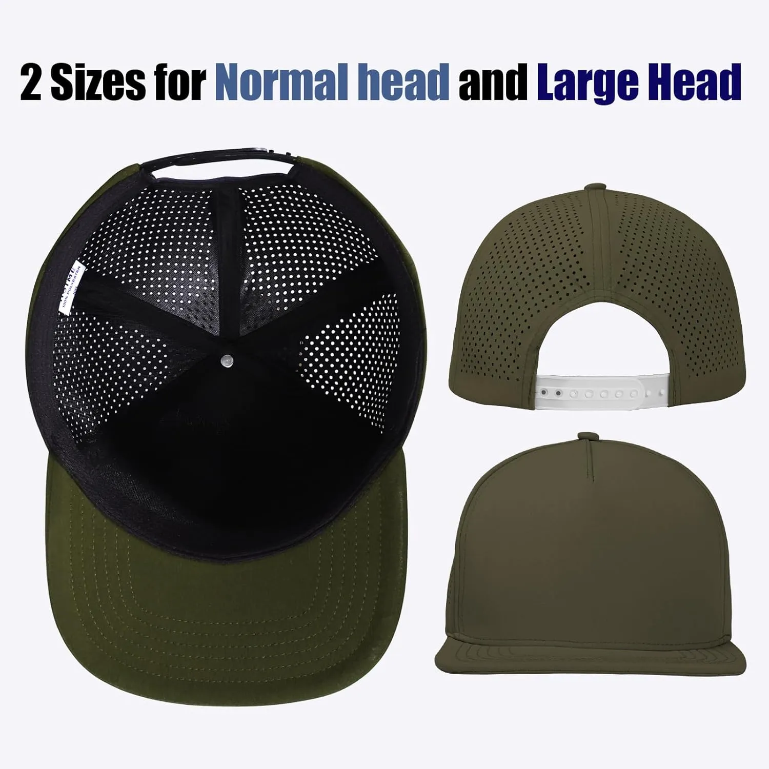 M/L/XL/XXL Oversize Flat Bill Baseball Cap for Men Women Quick Dry Snapback Hats Summer Mesh 5 Panel Cap