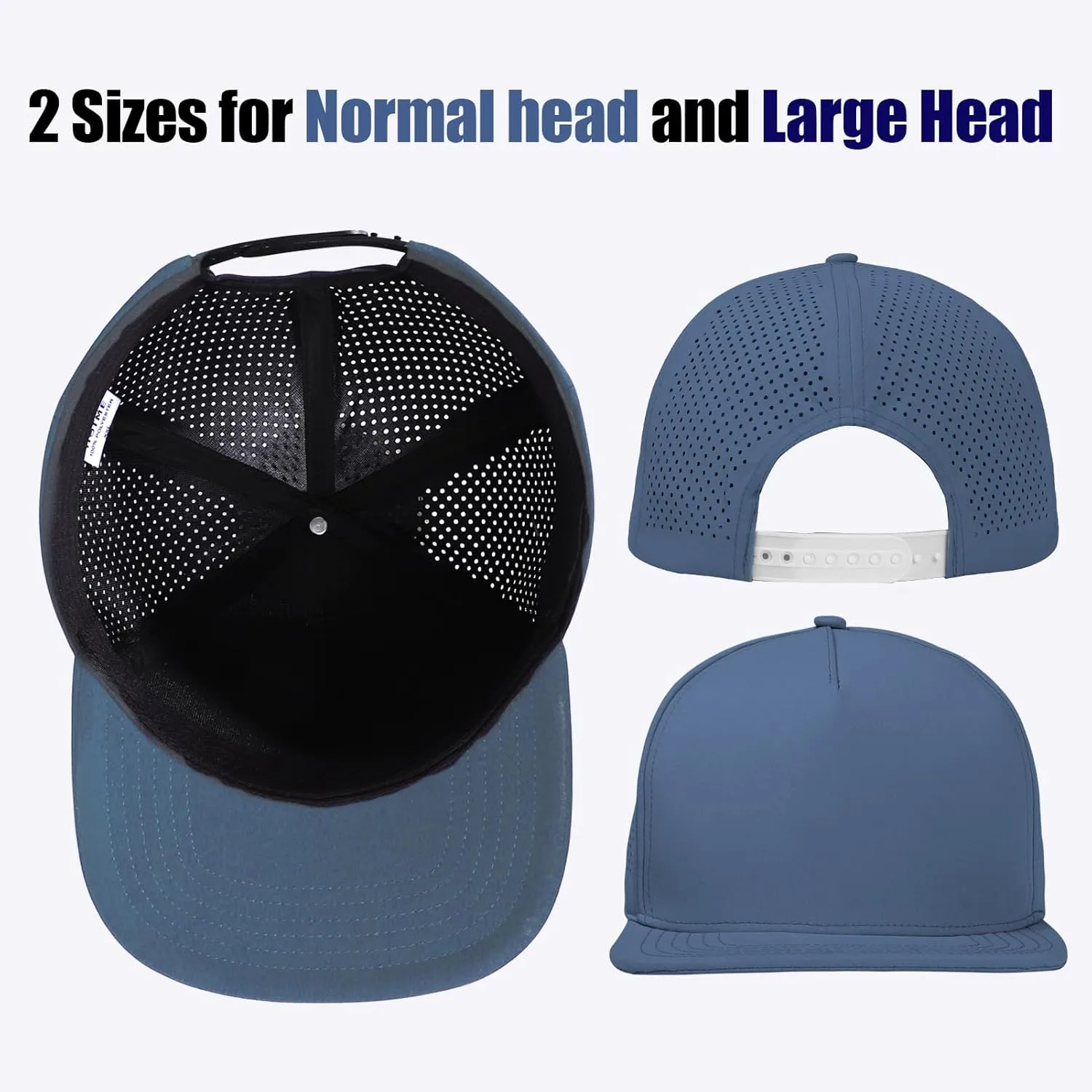 M/L/XL/XXL Oversize Flat Bill Baseball Cap for Men Women Quick Dry Snapback Hats Summer Mesh 5 Panel Cap