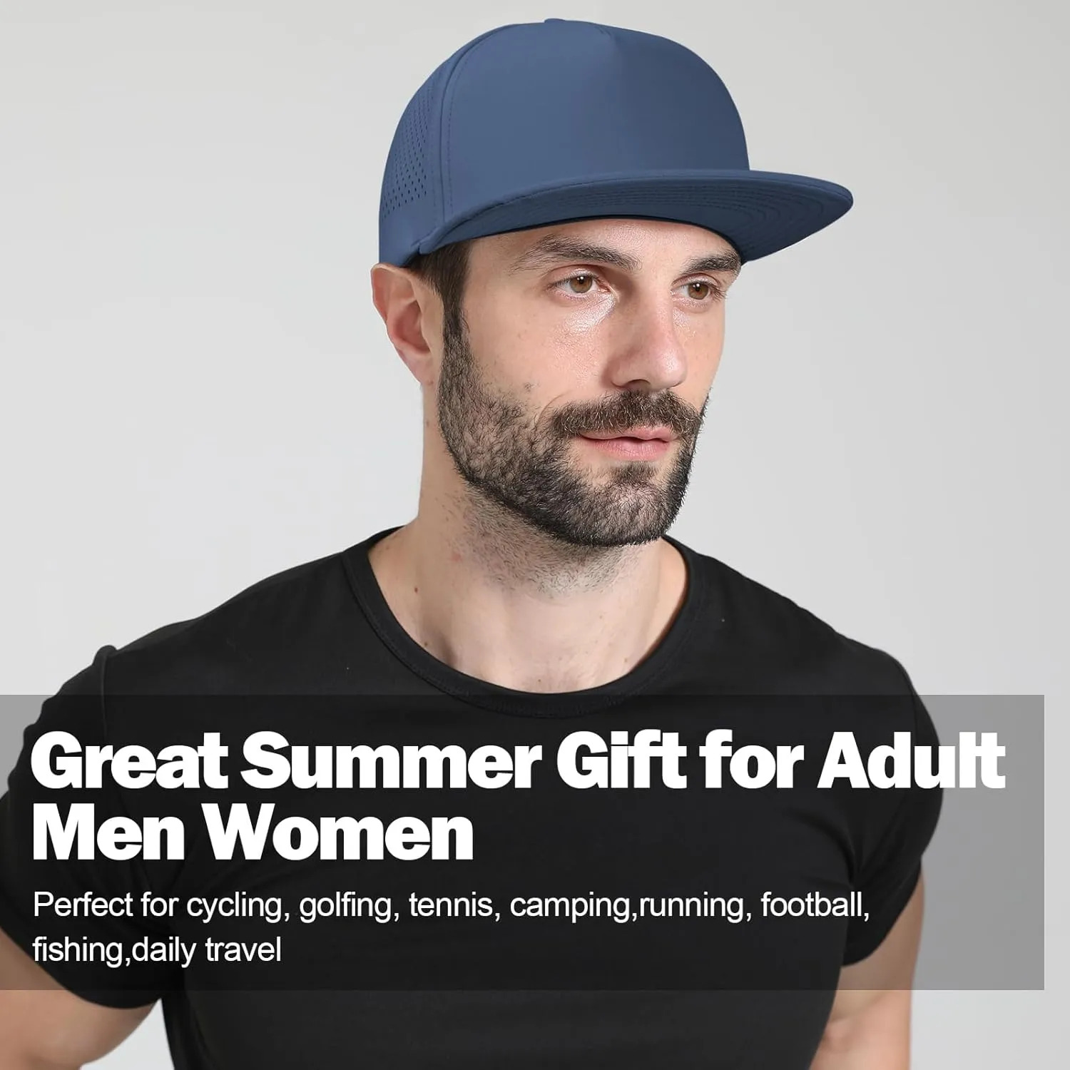M/L/XL/XXL Oversize Flat Bill Baseball Cap for Men Women Quick Dry Snapback Hats Summer Mesh 5 Panel Cap